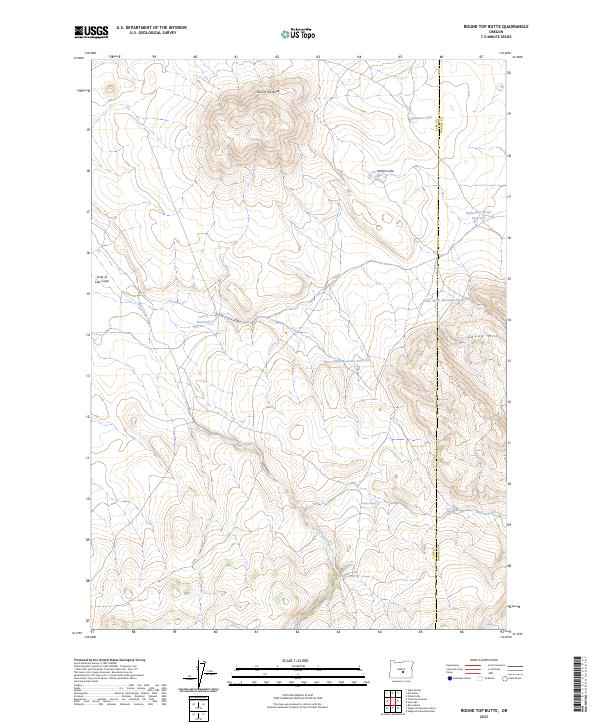 US Topo 7.5-minute map for Round Top Butte OR