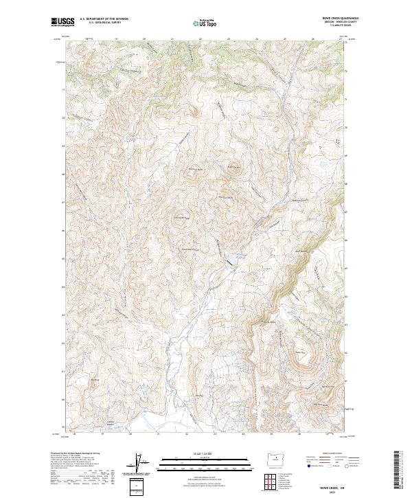 US Topo 7.5-minute map for Rowe Creek OR