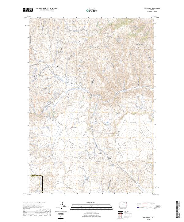 US Topo 7.5-minute map for Rye Valley OR
