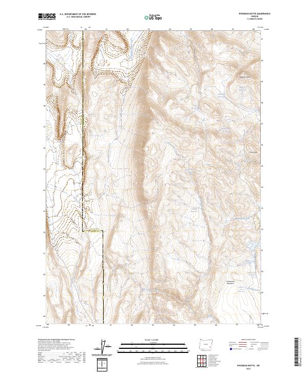 US Topo 7.5-minute map for Ryegrass Butte OR