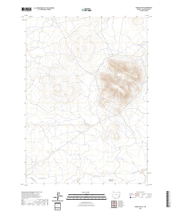 US Topo 7.5-minute map for Saddle Butte OR