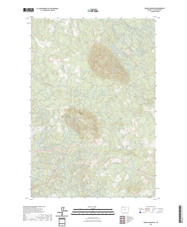 US Topo 7.5-minute map for Saddle Mountain OR