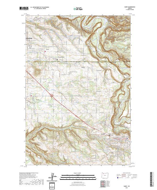 US Topo 7.5-minute map for Sandy OR