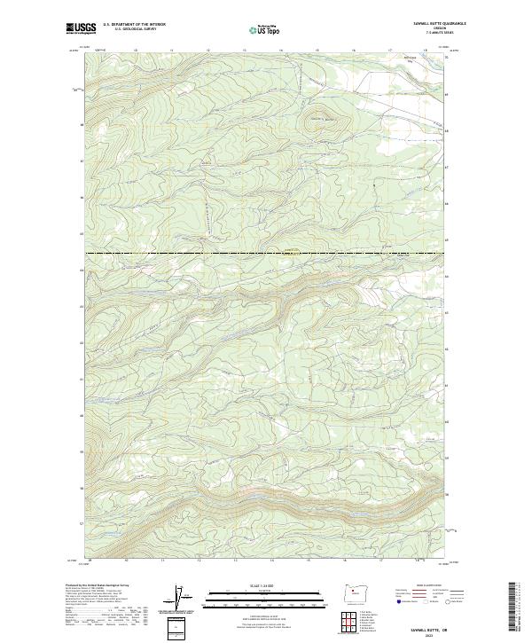US Topo 7.5-minute map for Sawmill Butte OR