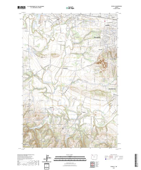 US Topo 7.5-minute map for Scholls OR