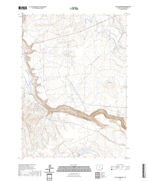 US Topo 7.5-minute map for Scott Reservoir OR