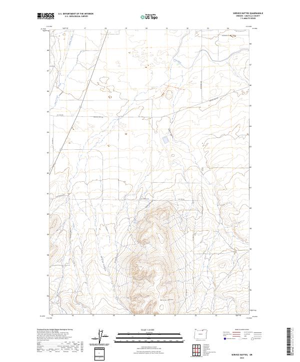 US Topo 7.5-minute map for Service Buttes OR