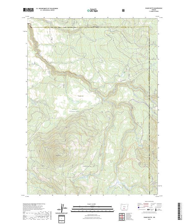 US Topo 7.5-minute map for Shake Butte OR