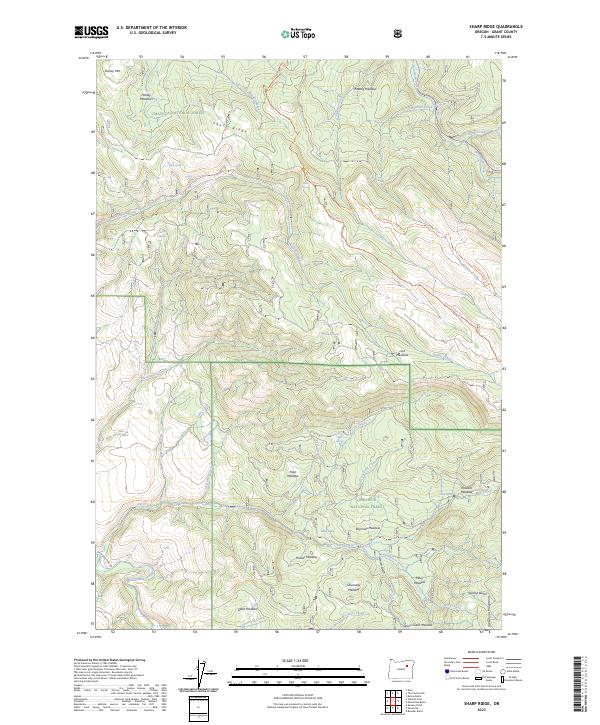 US Topo 7.5-minute map for Sharp Ridge OR
