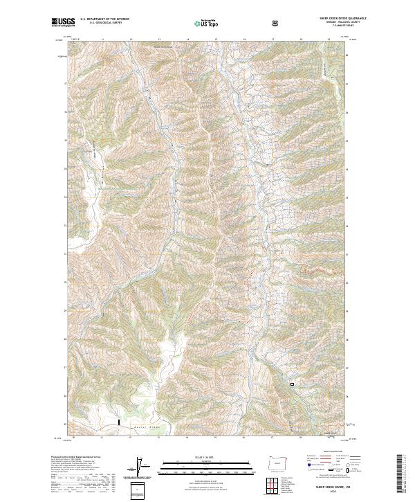 US Topo 7.5-minute map for Sheep Creek Divide OR