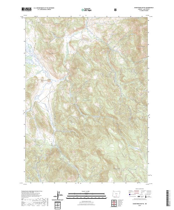 US Topo 7.5-minute map for Shoestring Butte OR