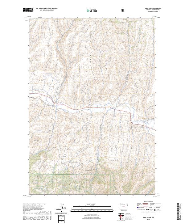 US Topo 7.5-minute map for Shop Gulch OR