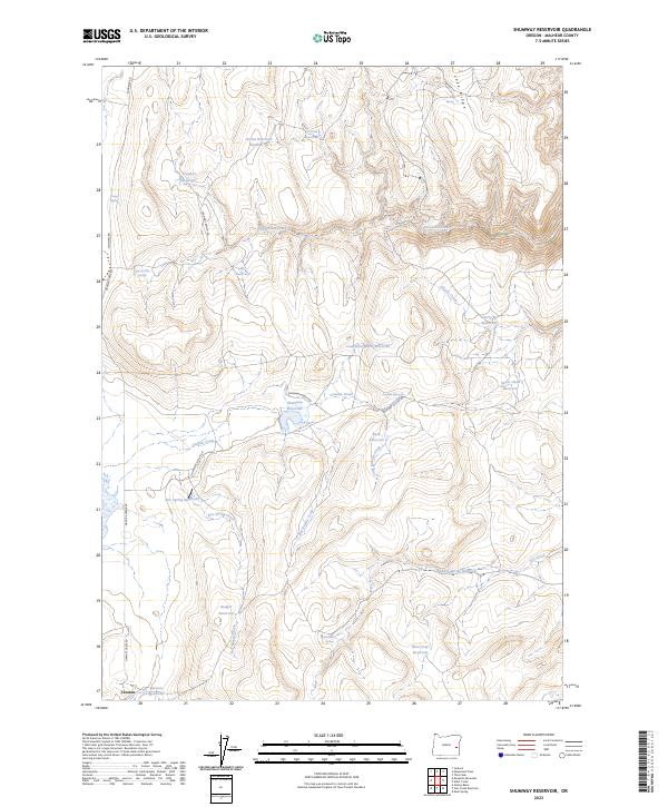 US Topo 7.5-minute map for Shumway Reservoir OR
