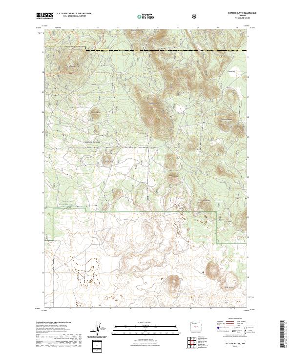 US Topo 7.5-minute map for Sixteen Butte OR