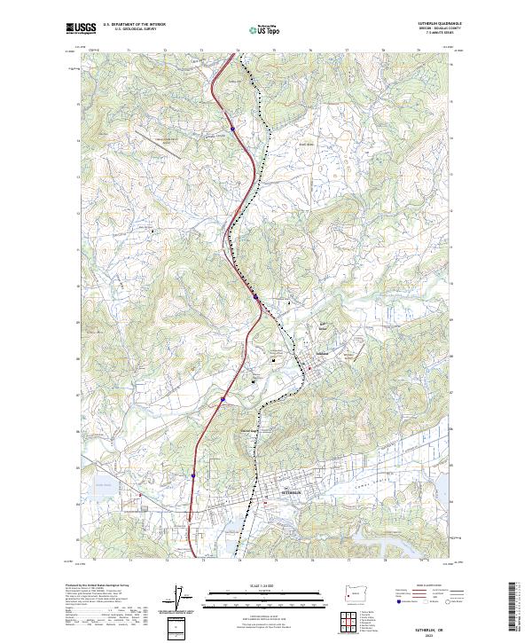 US Topo 7.5-minute map for Sutherlin OR