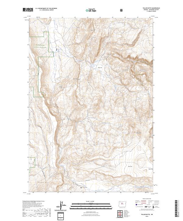 US Topo 7.5-minute map for Teller Butte OR