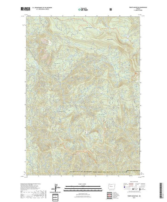 US Topo 7.5-minute map for Tidbits Mountain OR – American Map Store