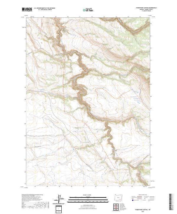US Topo 7.5-minute map for Tombstone Canyon OR