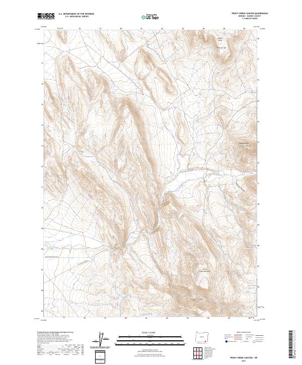 US Topo 7.5-minute map for Trout Creek Canyon OR – American Map Store