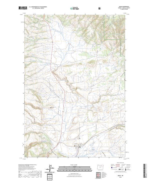 US Topo 7.5-minute map for Ukiah OR – American Map Store