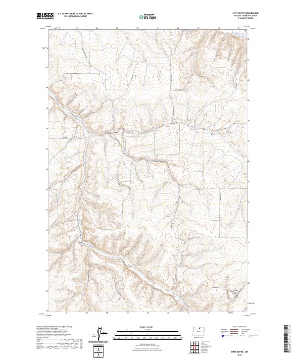 US Topo 7.5-minute map for Utts Butte OR