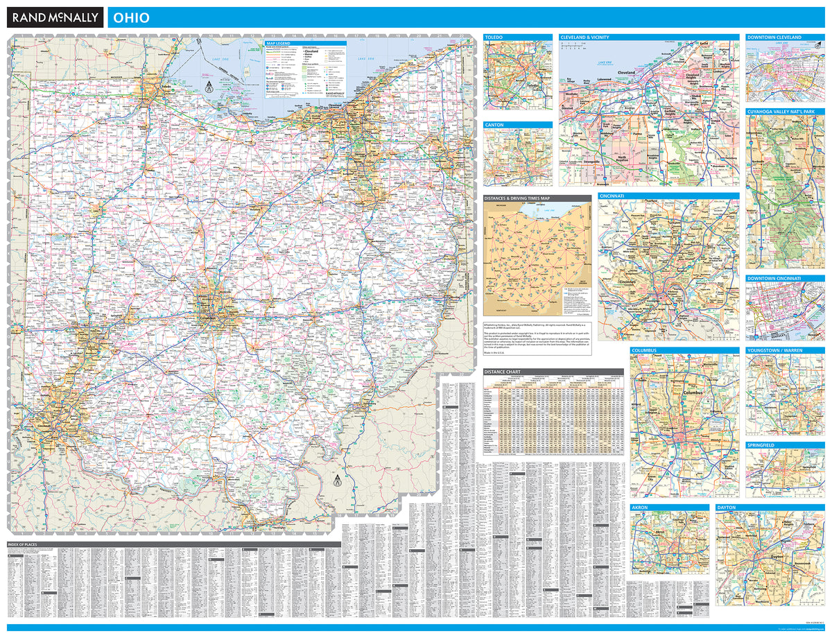 Ohio State Wall Maps – American Map Store