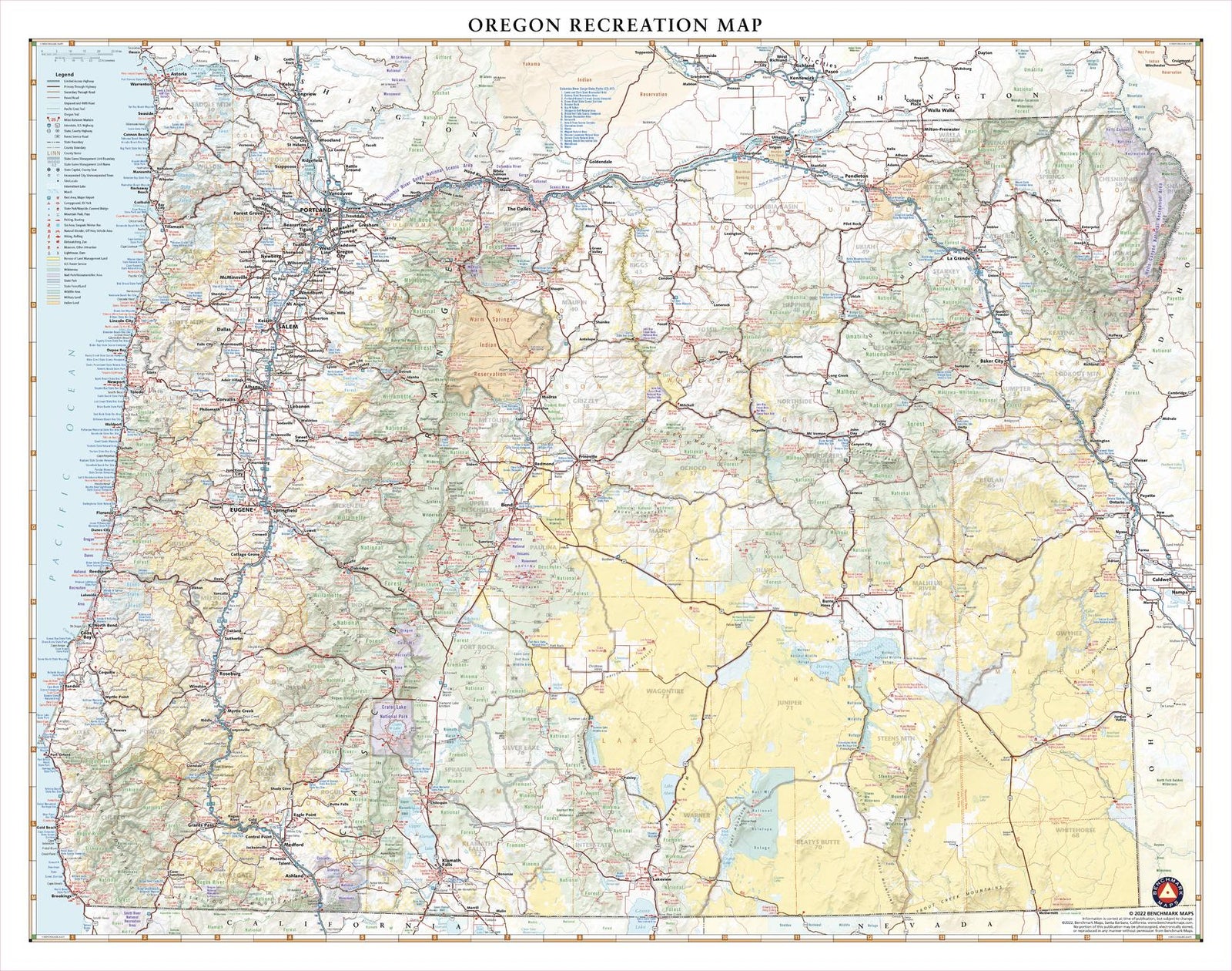 Oregon Recreation Map by Benchmark Maps