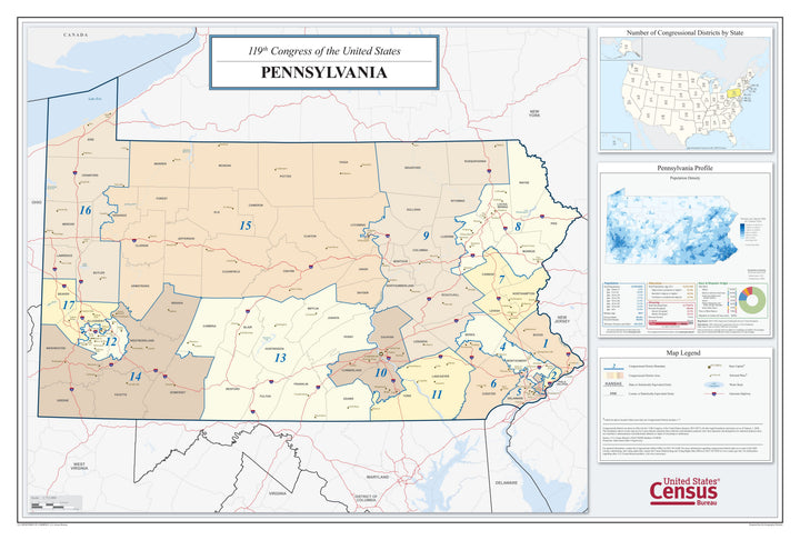 Pennsylvania Congressional District Wall Map
