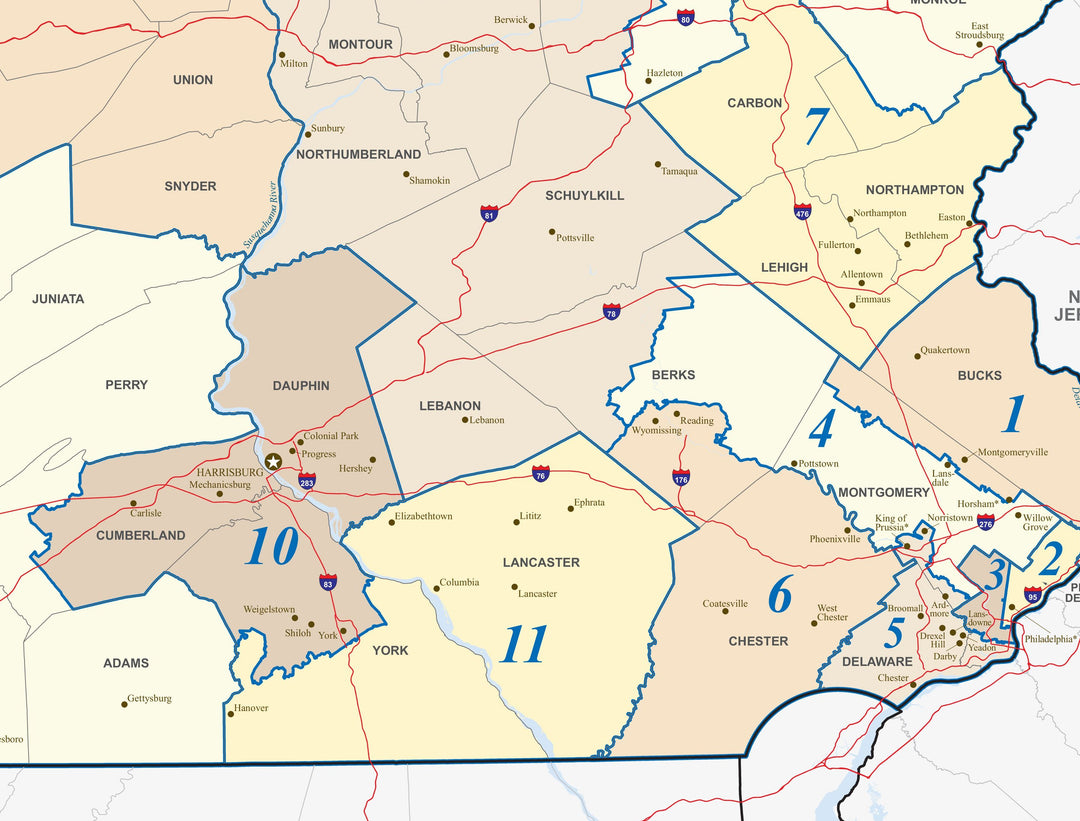 Pennsylvania Congressional District Wall Map