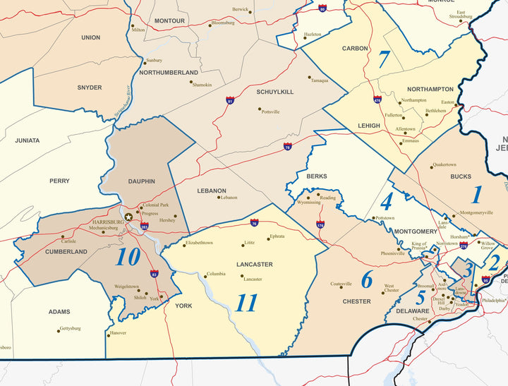 Pennsylvania Congressional District Wall Map