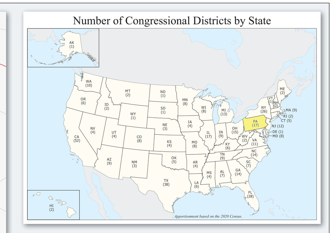Pennsylvania Congressional District Wall Map