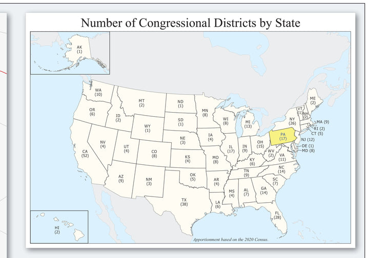 Pennsylvania Congressional District Wall Map