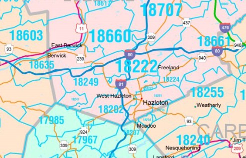 Color Cast Style Wall Map of Pennsylvania