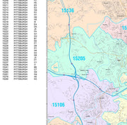 Colorcast Zip Code Style Wall Map of Pittsburgh, PA by Market Maps