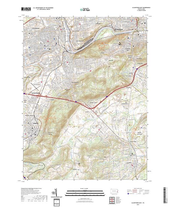 US Topo 7.5-minute map for Allentown East PA