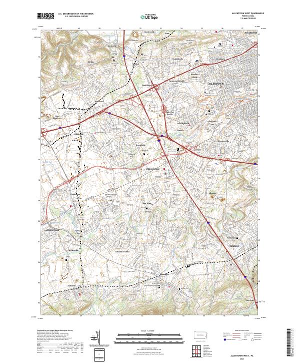US Topo 7.5-minute map for Allentown West PA