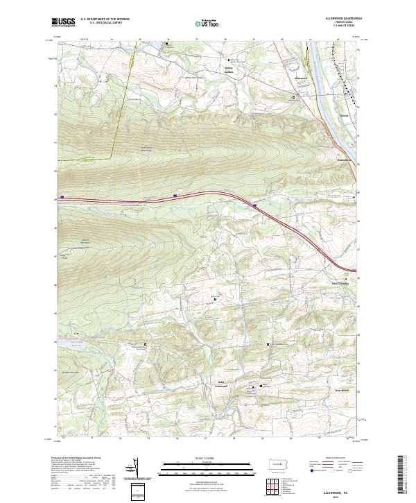 US Topo 7.5-minute map for Allenwood PA