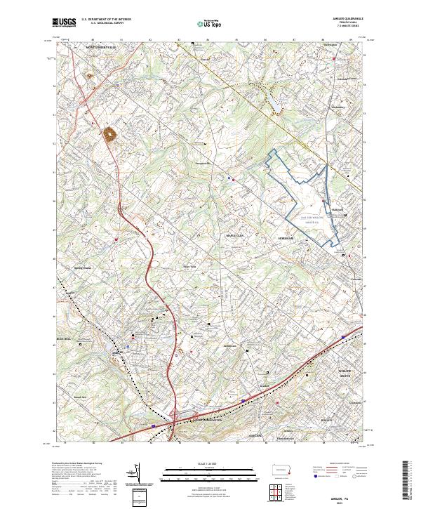 Ambler Map US Topo 7.5-minute map for Ambler PA – American Map Store