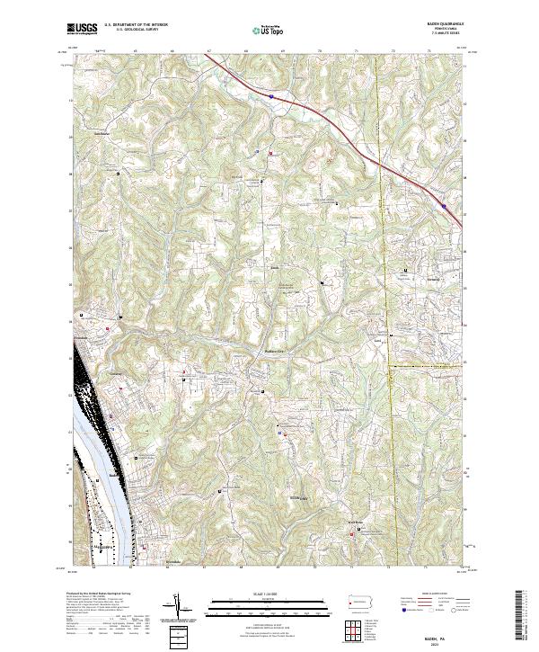 US Topo 7.5-minute map for Baden PA