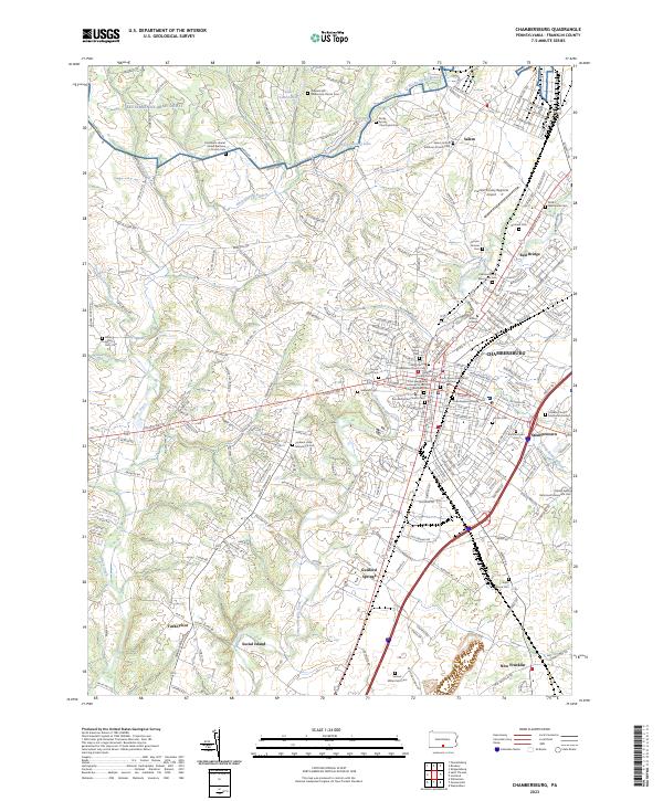 US Topo 7.5-minute map for Chambersburg PA
