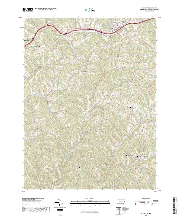 US Topo 7.5-minute map for Claysville PA