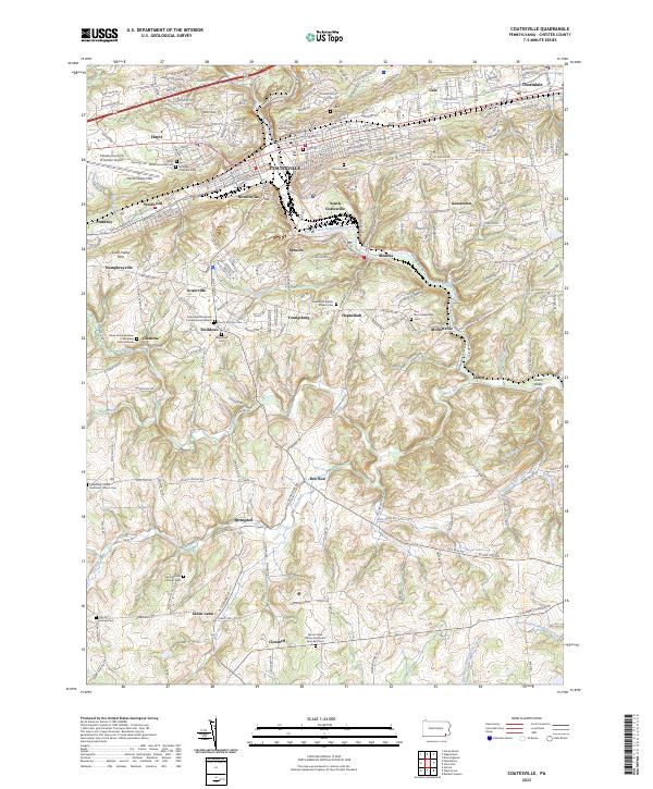 US Topo 7.5-minute map for Coatesville PA – American Map Store