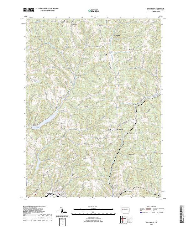 US Topo 7.5-minute map for East Butler PA – American Map Store