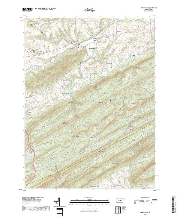 US Topo 7.5-minute map for Spring Mills PA – American Map Store