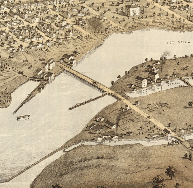 Bird's Eye View of Appleton, Wisconsin, 1867