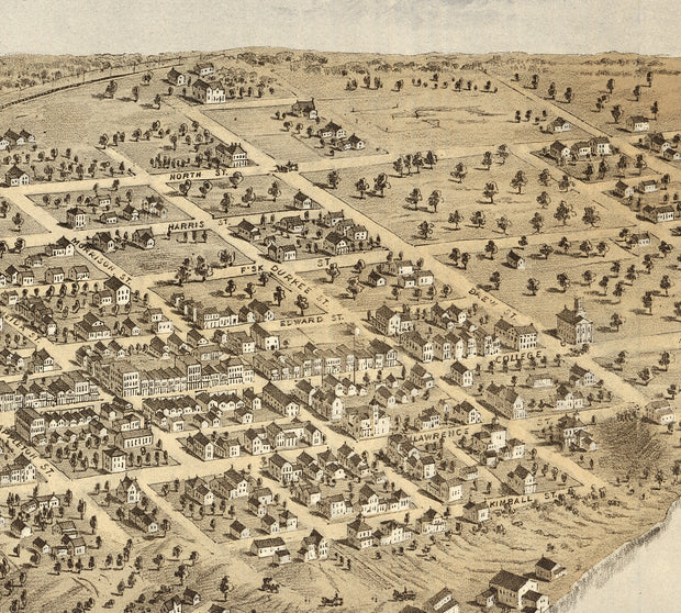 Bird's Eye View of Appleton, Wisconsin, 1867