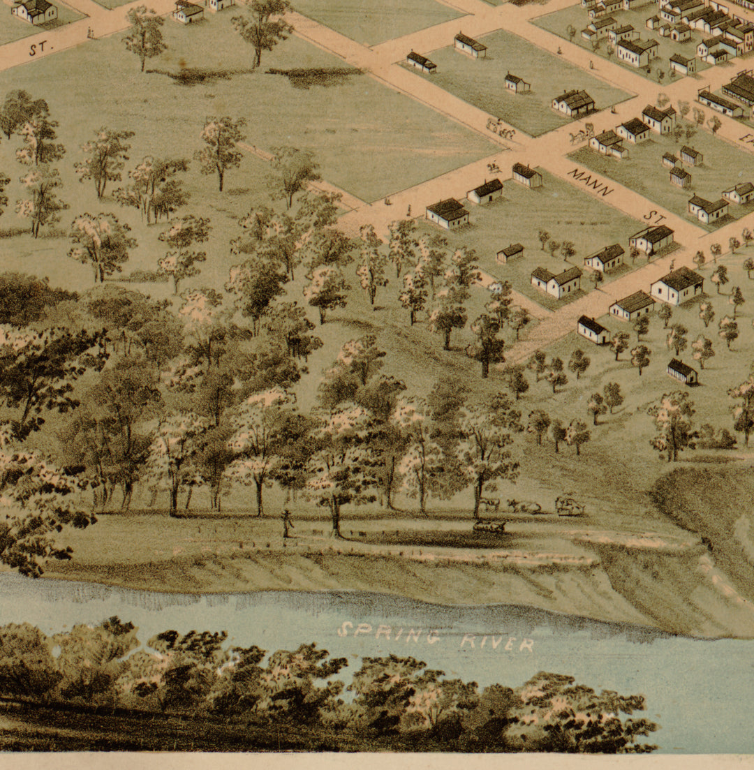 Birds Eye View of the City of Baxter Springs, Kansas, 1871