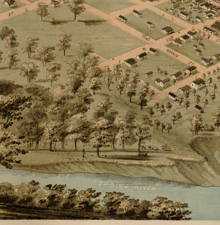 Birds Eye View of the City of Baxter Springs, Kansas, 1871