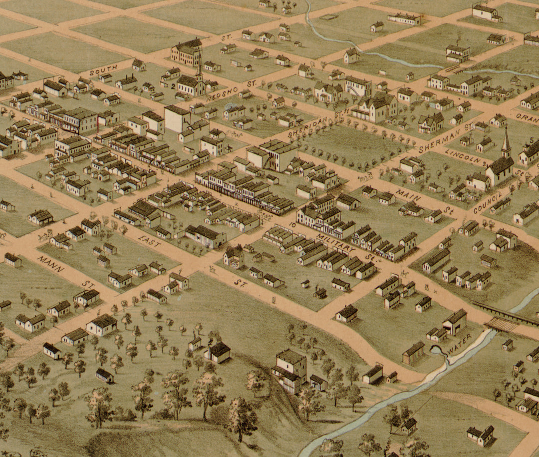 Birds Eye View of the City of Baxter Springs, Kansas, 1871
