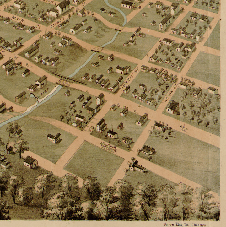 Birds Eye View of the City of Baxter Springs, Kansas, 1871
